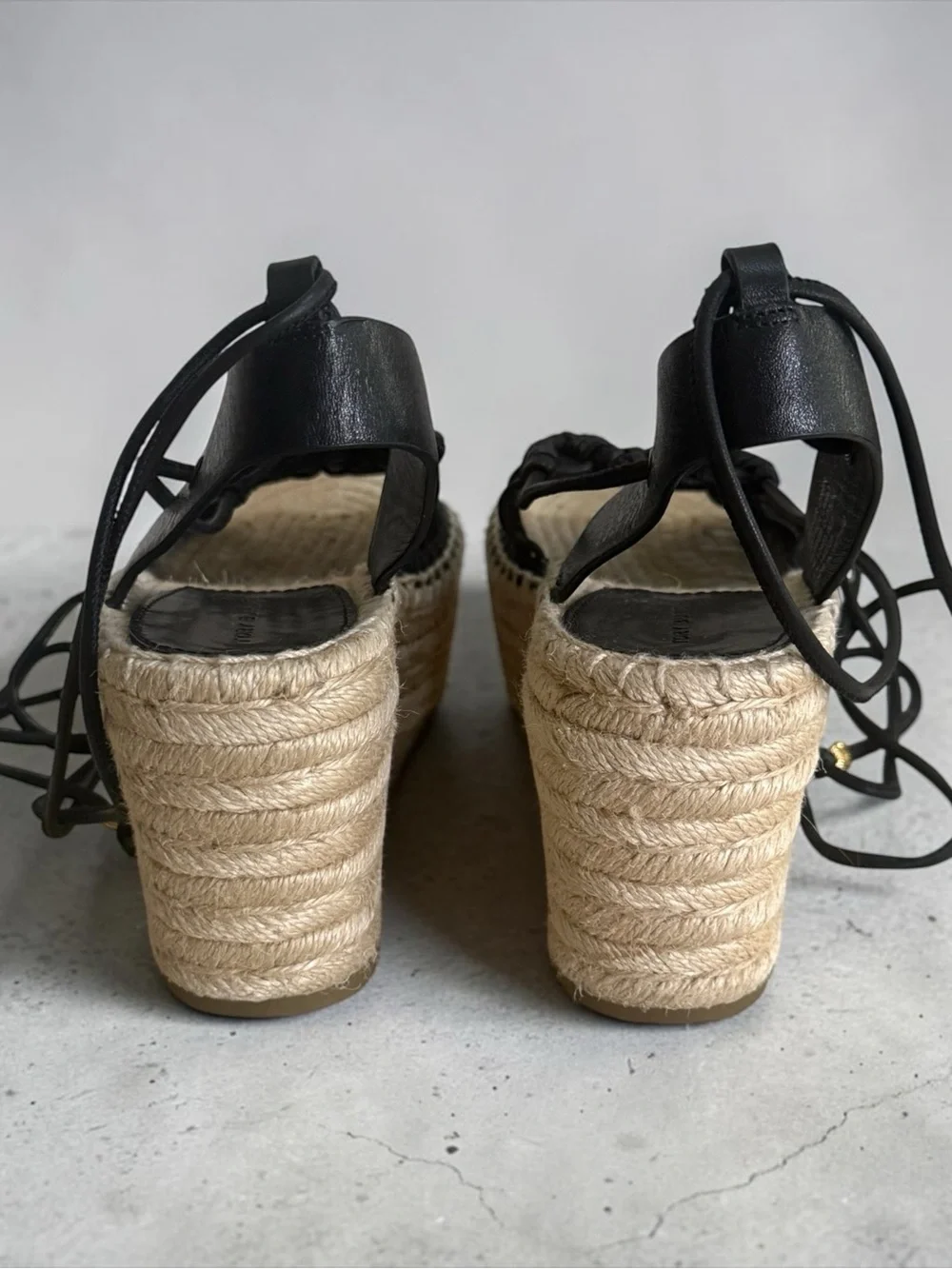 Authentic Tory Burch Black Tan Woven Platform Espadrille Sandals! Size 7 EUC!!